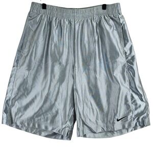 Nike Basketball Shorts Men XL Silver Metallic Y2K Cyber Hoops Sportswear